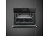 Компактный духовой шкаф, комбинированный с микроволновой печью, 60 см, Чёрный Smeg SF4606WMCNX