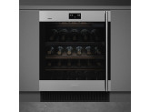 Холодильный шкаф для вина встраиваемый, 82 см, Нержавеющая сталь Smeg CVI338LWX2