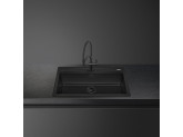 Мойка с накладным монтажом, необорачиваемая, чёрная Smeg VSGX860MN