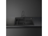 Мойка с накладным монтажом, необорачиваемая, чёрная Smeg VSGX860MN