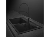 Мойка с накладным монтажом, необорачиваемая, чёрная Smeg VSGX860MN