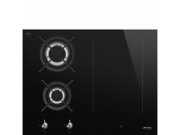 Комбинированная варочная панель газ + индукция, 65 см, Чёрный Smeg PM3643D