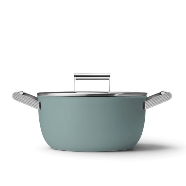 Кастрюля с двумя ручками и крышкой SMEG CSF2412EGM, Изумрудно-зеленый матовый