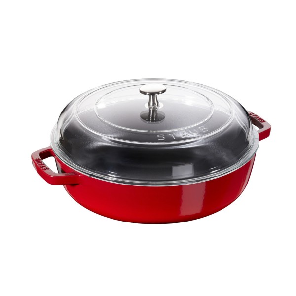 Сотейник Staub со стеклянной крышкой, 24 см, вишневый (Уценка)