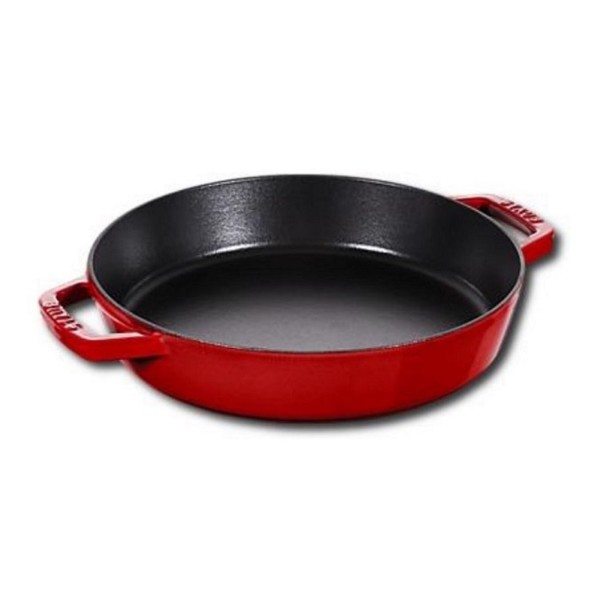 Сковорода Staub круглая, 26 см, с чугунными ручками, вишневая (Уценка)