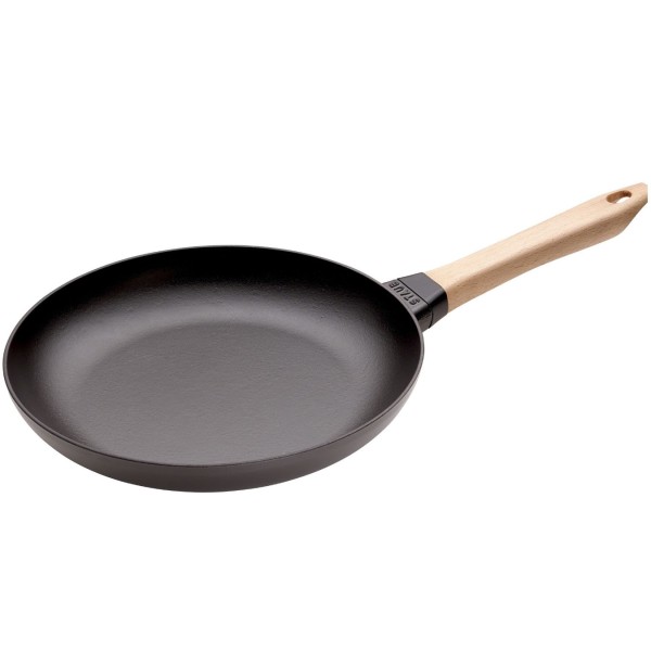 Сковорода Staub круглая, 24 см, с деревянной ручкой, черная (Уценка)