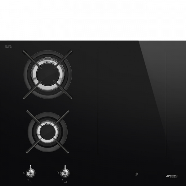 Комбинированная варочная панель газ + индукция, 65 см, Чёрный Smeg PM3643D