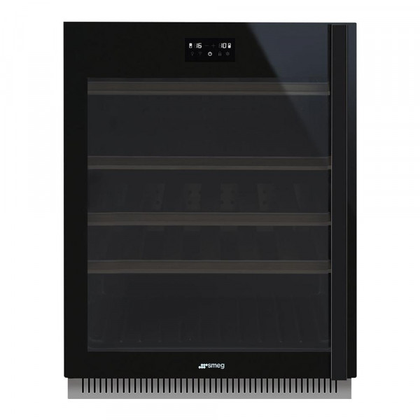 Холодильный шкаф для вина встраиваемый, 82 см, Черный Smeg CVI638LN3