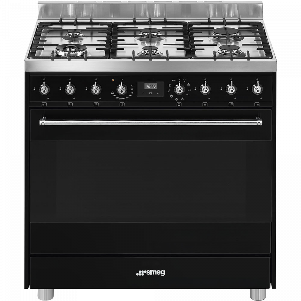 Отдельностоящий варочный центр, 90x60 см, Черный Smeg C9GMN9-1