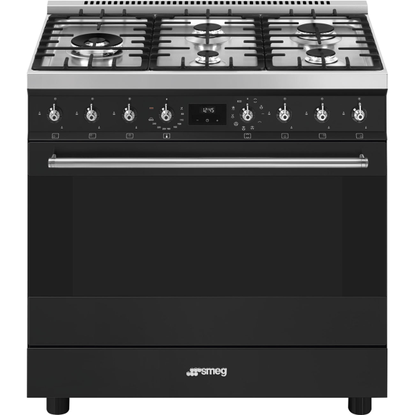 Отдельностоящий варочный центр, 90х60 см, Чёрный матовый Smeg C95GMCMB2