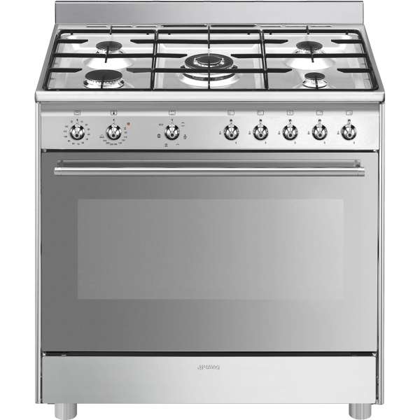 Отдельностоящий варочный центр, 90 см, Нержавеющая сталь матовая Smeg SX91GM