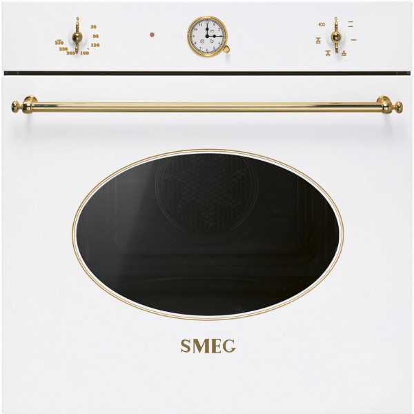 Многофункциональный духовой шкаф SMEG SF68C1B, 60 см, 6 функций, цвет белый, фурнитура позолоченная