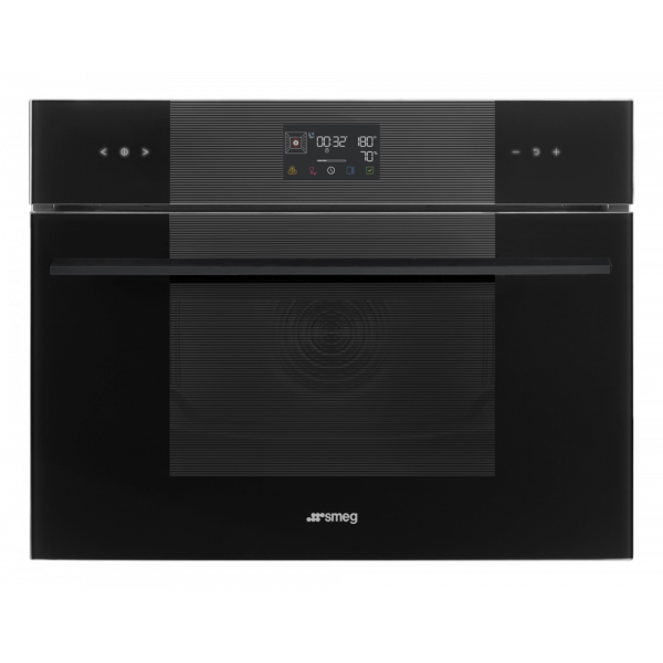 Компактный духовой шкаф, комбинированный с пароваркой, 45 см, Чёрный Smeg SO4102S3B3